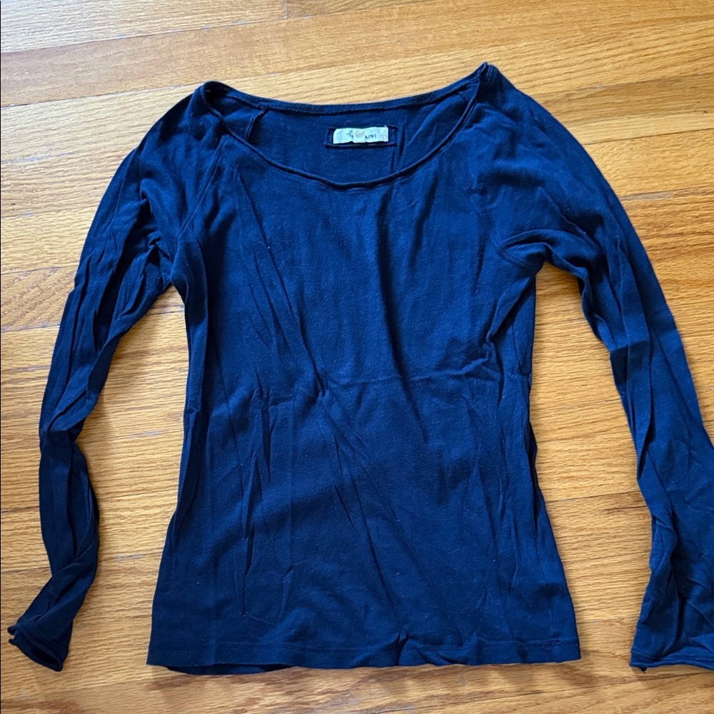 Heritage 1981 Navy Scoop Neck Long Sleeve Top